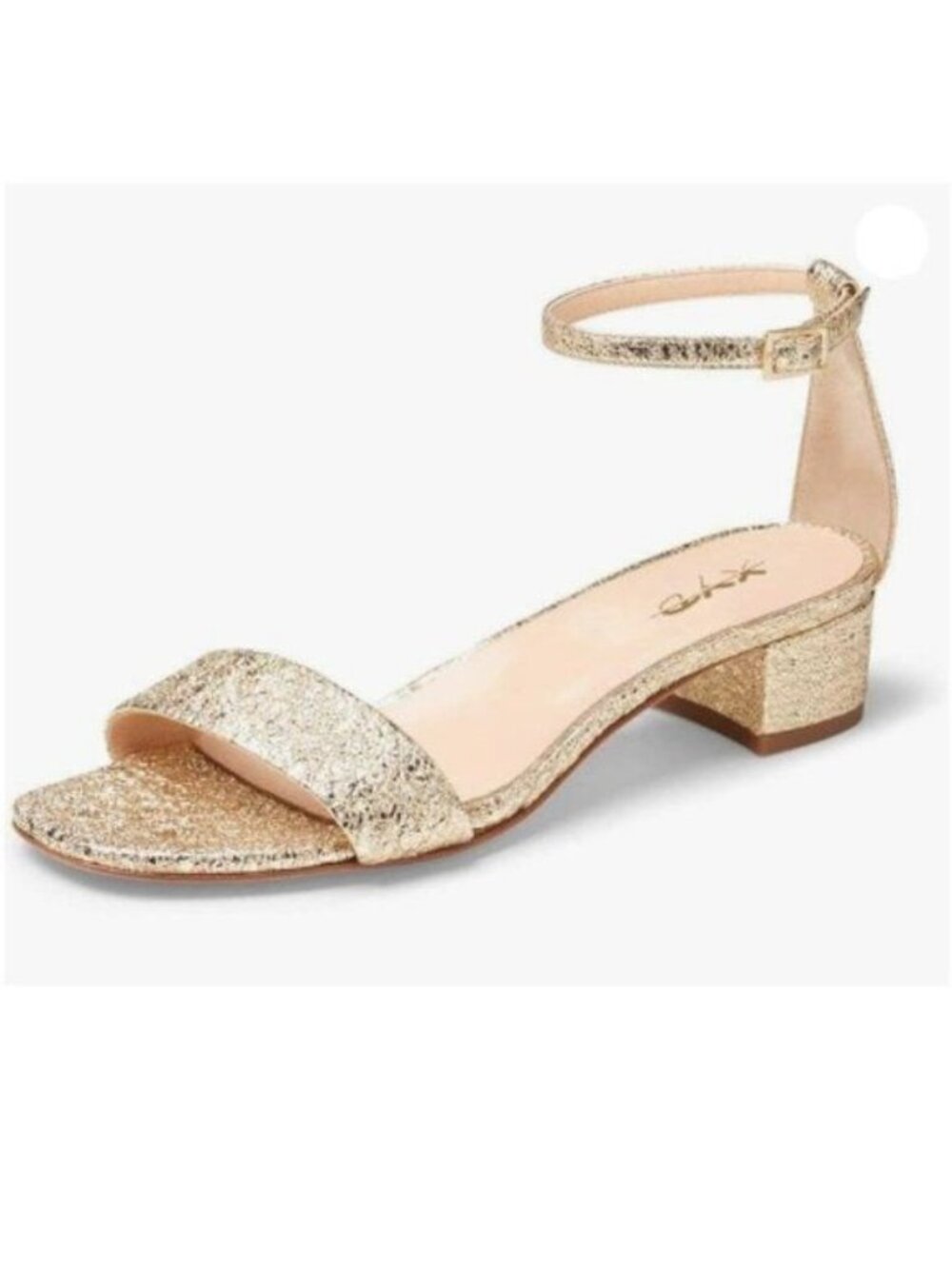 XYD Gold Open Toe Ankle Strap Buckled Low Chunky Block Pumps Wedding Flats Shoes